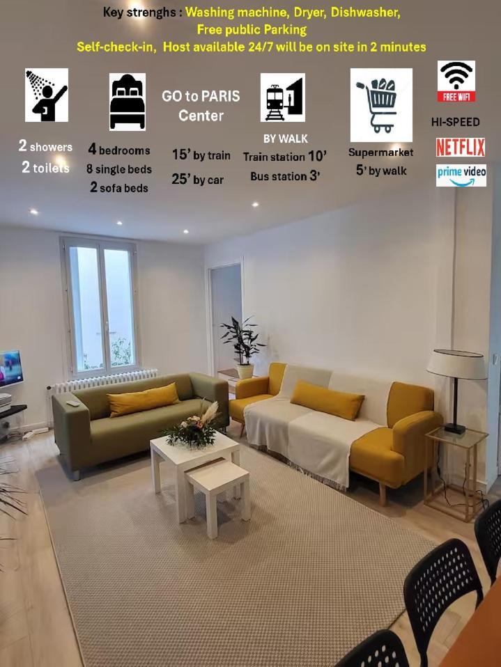 Maison Cosy 15 Mn Paris - Linges Hotel Confort 비트리쉬르센 외부 사진